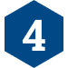 Ein blaues Hexagon mit einer weißen Vier.