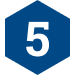 Ein blaues Hexagon mit einer weißen Fünf.